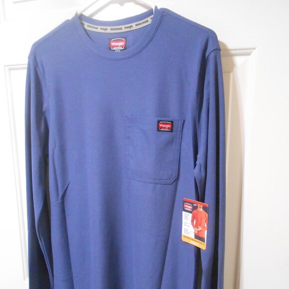 NEW Men's LS Wrangler Performance Workwear Pocket Tee size S 34-36 Blue 👨 - Picture 9 of 9